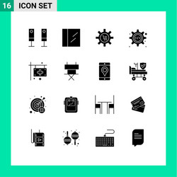 16 universal solid glyphs set for web and mobile vector