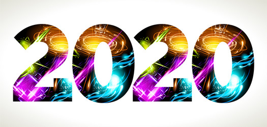 2020 - year number shining background glow effect vector