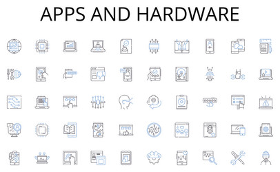 apps and hardware line icons collection robotics vector
