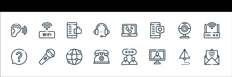 Communication line icons linear set quality vector