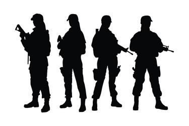 Female soldiers standing in different positions Vector Image