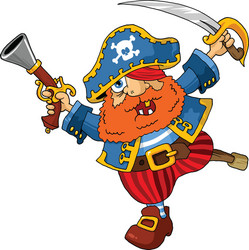 Sticker template with a pirate man cartoon Vector Image