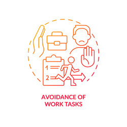 Refraining of work tasks red gradient concept icon vector