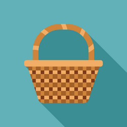 empty wicker basket with checkered pattern vector image