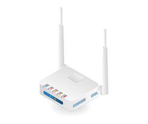 flat isometric of wifi network modem router vector