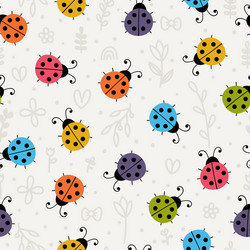 hand drawn seamless pattern with cute ladybugs Vector Image