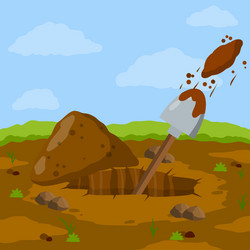 Digging hole and gardening vector