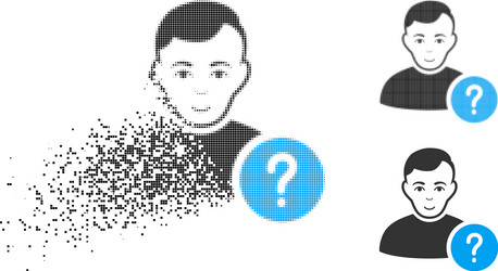 Dissipated dot halftone user status icon with face vector