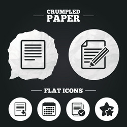 Document icons download file and checkbox vector