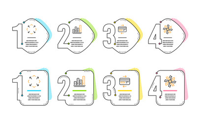 graph chart credit card and maximize icons set vector