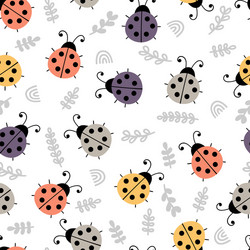 Hand drawn seamless pattern with cute ladybugs vector