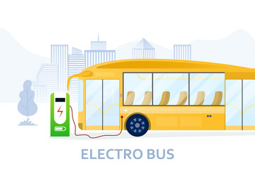 charging electric bus at station vector