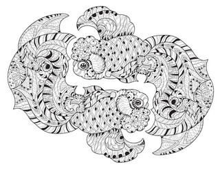 Floral Fish Zentangle vector