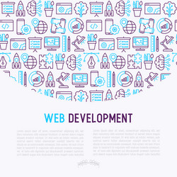 web development concept with thin line icons vector image