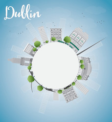 dublin skyline with grey buildings blue sky vector