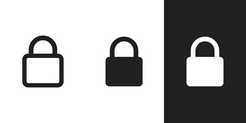 Flat simple lock padlock icon in 3 form background vector
