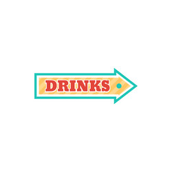 Signboard drinks in bar direction pointer isolated vector