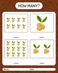 how many counting game with longan worksheet vector image