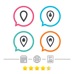 map pointer icons home food and user location vector image