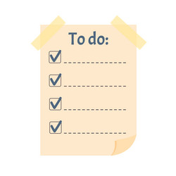 Paper sheet with sticky note tapes to do list vector