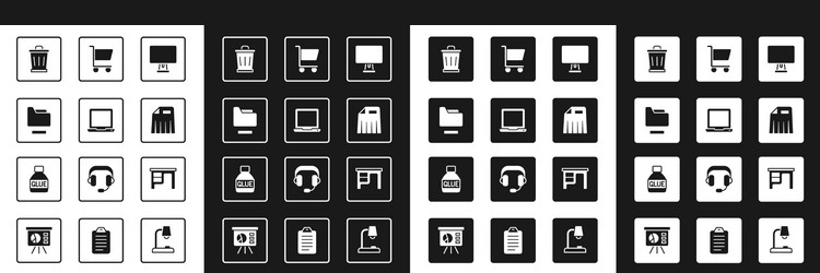set computer monitor laptop document folder vector image