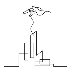 abstract architecture with hand as continuous vector image