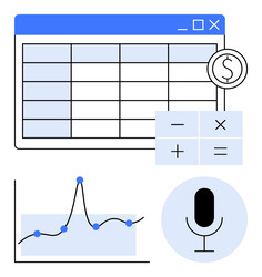 data analysis tools spreadsheet calculator graph vector image