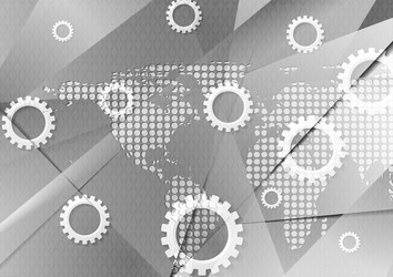 Grey hi-tech abstract background with dotted map vector