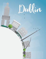 dublin skyline with grey buildings vector