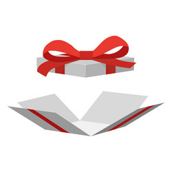 White square gift box with red ribbon and bow Vector Image