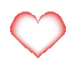 red halftone heart frame with pixel texture vector image