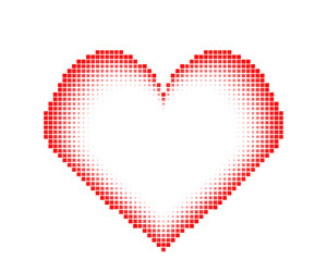 Red halftone heart frame with pixel texture vector