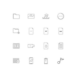 files and folders sign linear thin icons set vector image