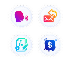 Human sing share mail and algorithm icons set vector