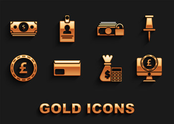 set envelope push pin computer monitor vector image