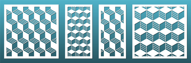 Set of laser cut geometric pattern template wood Vector Image