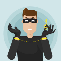 masked thief is arrested escape attempt security vector