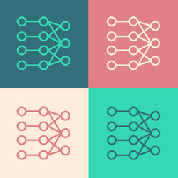 Pop art line neural network icon isolated on color vector