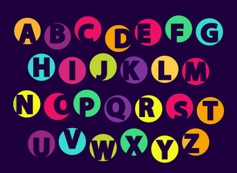 Abc letters color font sample isolated on black vector