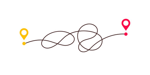 difficult way chaos path from point a to b vector image
