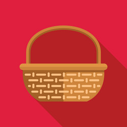 empty wicker basket with handle on red background vector image