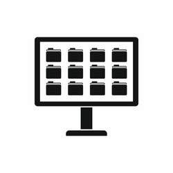 Desktop of computer with folders icon vector