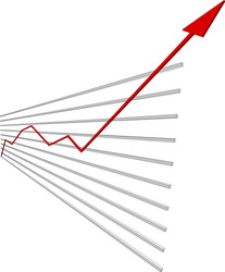 Graphical chart with red arrow up vector