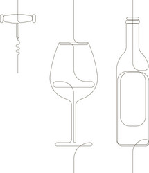 Continuous single drawn one line set a bottle vector