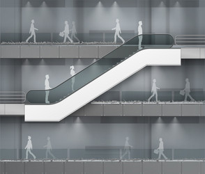 escalator with place for advertising on center vector