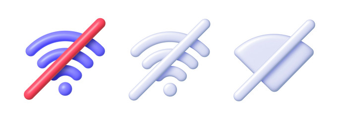 no wifi set in 3d style internet network mobile vector