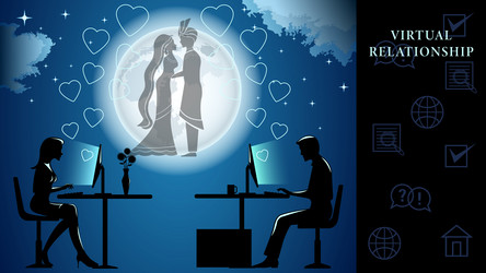 Virtual relationship banner vector