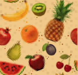 Pattern pixel fruits kraft vector