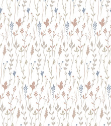 Seamless herbal pattern in pastel colors on white vector