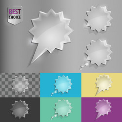 set glass speech bubble starburst icons vector